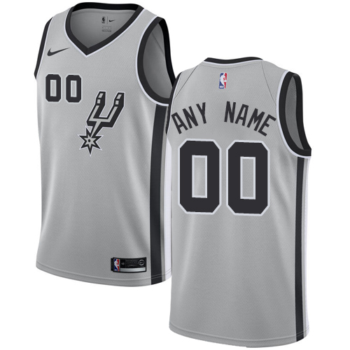 Men's Nike Spurs Personalized Swingman Silver NBA Statement Edition Jersey