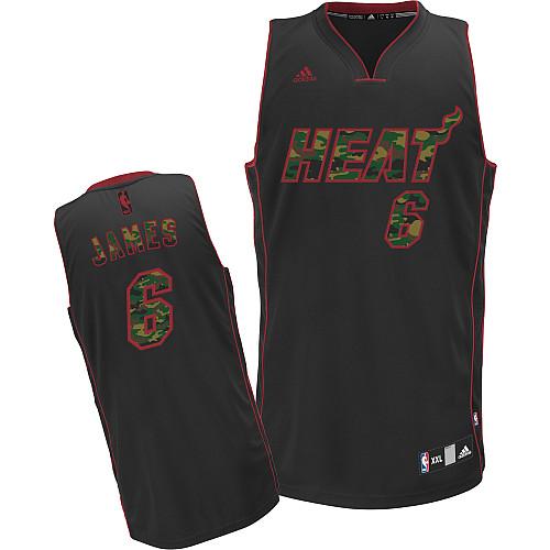 مسدست Heat #6 LeBron James Black Camo Fashion Embroidered NBA Jersey مسدست