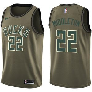Nike Bucks #22 Khris Middleton Green Salute to Service Youth NBA ...